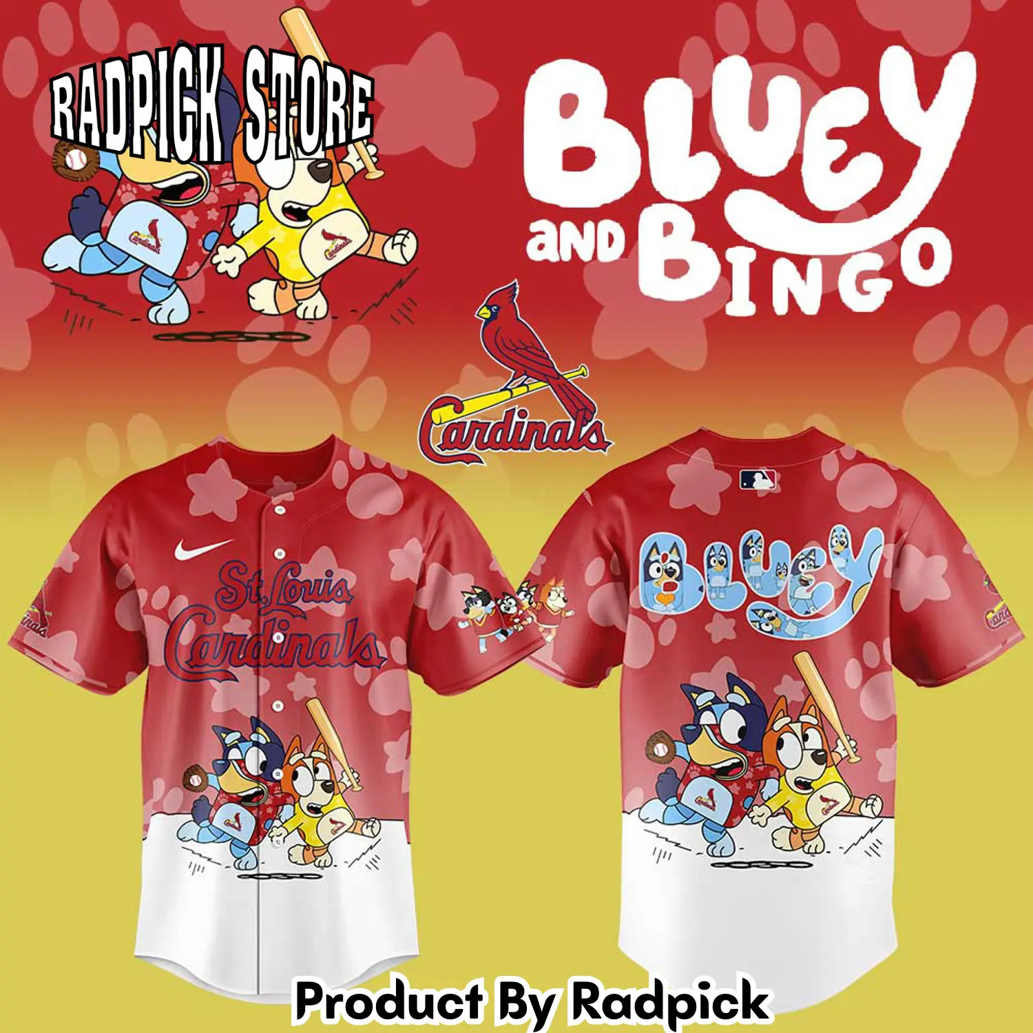 Radpick stlouis cardinals bluey and bingo baseball jersey rp12746